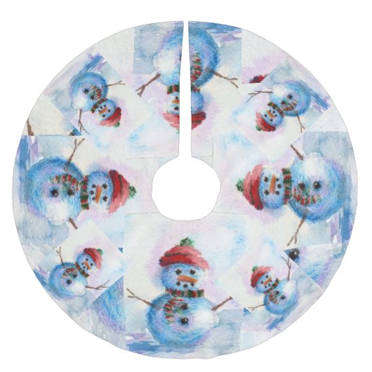 Frosty Snowman Tree Skirt Kerstboom Rok (Voorkant)