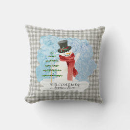 Frosty Snowman Winter Kerstgrijs White Play Kussen