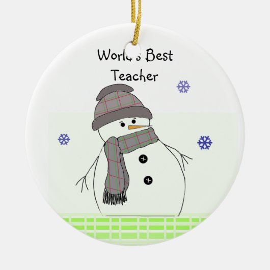 Frosty Snowman World's BestTeacher Keramisch Ornament (Voorkant)