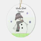 Frosty Snowman World's BestTeacher Keramisch Ornament (Links)