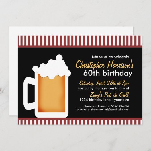 Frosty Stein 60th Birthday Invitations Kaart (Voorkant / Achterkant)