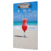 Frosty Strawberry-Drink op het strand Klembord (Links)