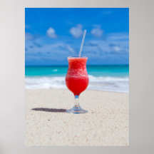 Frosty Strawberry-Drink op het strand
