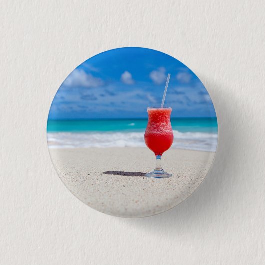 Frosty Strawberry-Drink op het strand Ronde Button 3,2 Cm (Voorkant)