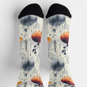 Frosty Sunrise Winter in blauw, Sinaasappel en wit Sokken (Top)