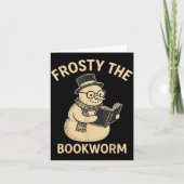 Frosty The Bookworm Snowman Reading Kaart (Voorkant)