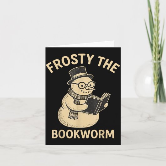 Frosty The Bookworm Snowman Reading  Kaart (Voorkant)