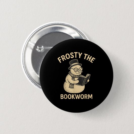 Frosty The Bookworm Snowman Reading Ronde Button 5,7 Cm (Voorkant /achterkant)