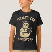 Frosty The Bookworm Snowman Reading  T-shirt (Voorkant)