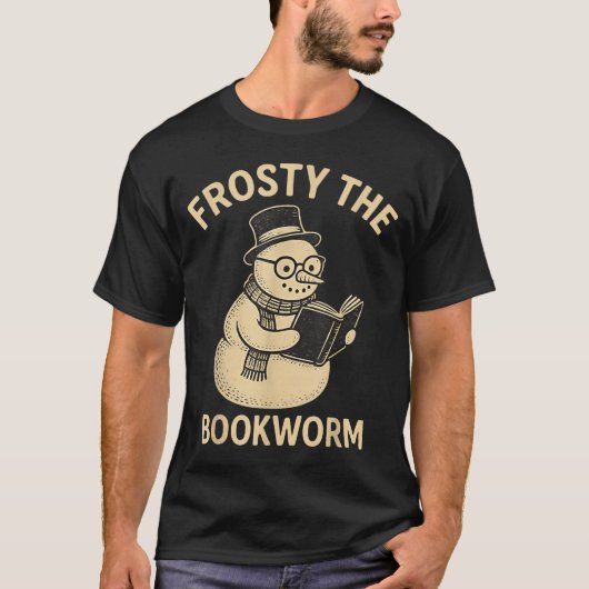 Frosty The Bookworm Snowman Reading T-shirt (Voorkant)