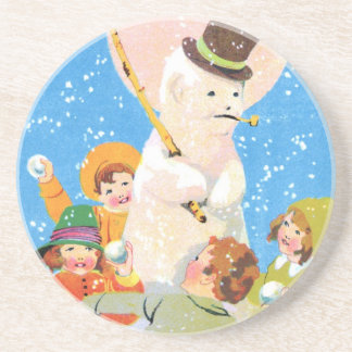 Frosty The Snowman and Children Zandsteen Onderzetter