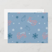 Frosty the Snowman Blue Snowflake Pattern Feestdagenkaart (Voorkant / Achterkant)