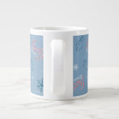 Frosty the Snowman Blue Snowflake Pattern Grote Koffiekop (Achterkant)