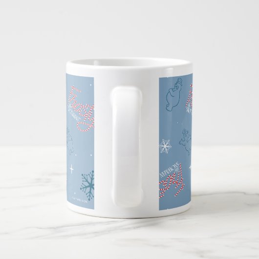 Frosty the Snowman Blue Snowflake Pattern Grote Koffiekop (Achterkant)