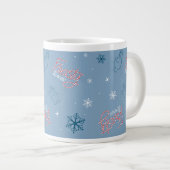 Frosty the Snowman Blue Snowflake Pattern Grote Koffiekop (Voorkant rechts)