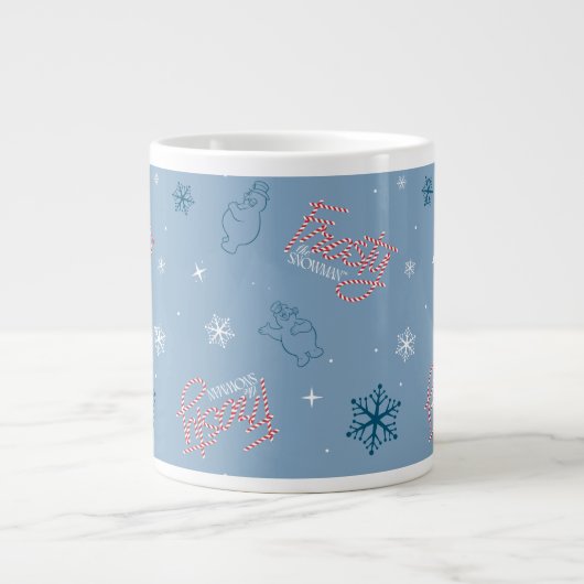 Frosty the Snowman Blue Snowflake Pattern Grote Koffiekop (Voorkant)