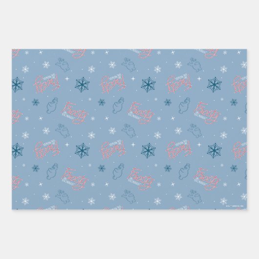 Frosty the Snowman Blue Snowflake Pattern Inpakpapier Vel (Voorkant 3)
