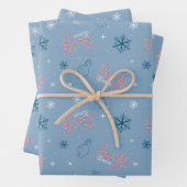 Frosty the Snowman Blue Snowflake Pattern Inpakpapier Vel (In situ)