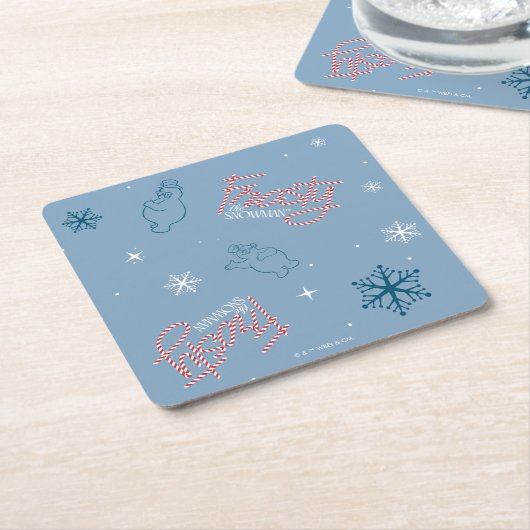 Frosty the Snowman Blue Snowflake Pattern Kartonnen Onderzetters (Schuin)