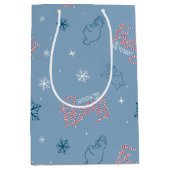 Frosty the Snowman Blue Snowflake Pattern Medium Cadeauzakje (Voorkant)
