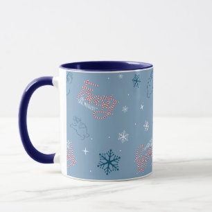Frosty the Snowman Blue Snowflake Pattern Mok