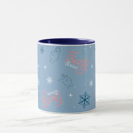 Frosty the Snowman Blue Snowflake Pattern Mok (Midden)