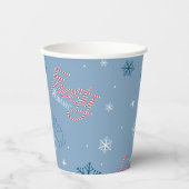 Frosty the Snowman Blue Snowflake Pattern Papieren Bekers (Voorkant)