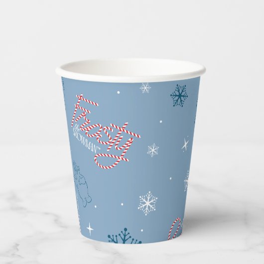 Frosty the Snowman Blue Snowflake Pattern Papieren Bekers (Voorkant)