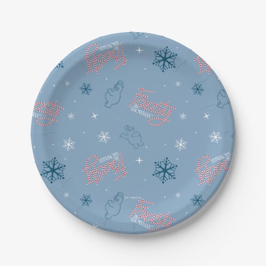 Frosty the Snowman Blue Snowflake Pattern Papieren Bordje (Voorkant)