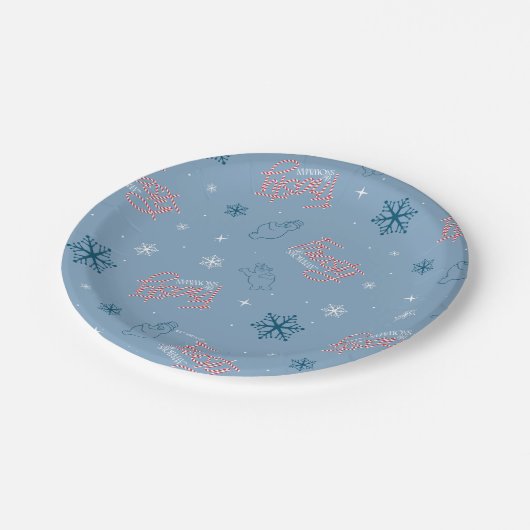 Frosty the Snowman Blue Snowflake Pattern Papieren Bordje (Gekanteld)