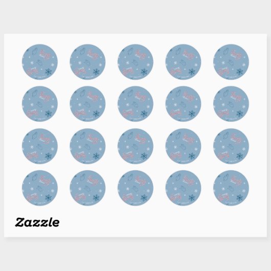 Frosty the Snowman Blue Snowflake Pattern Ronde Sticker (Vel)