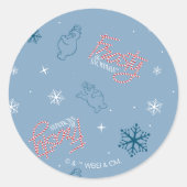 Frosty the Snowman Blue Snowflake Pattern Ronde Sticker (Voorkant)
