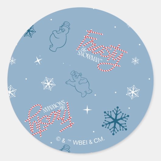Frosty the Snowman Blue Snowflake Pattern Ronde Sticker (Voorkant)