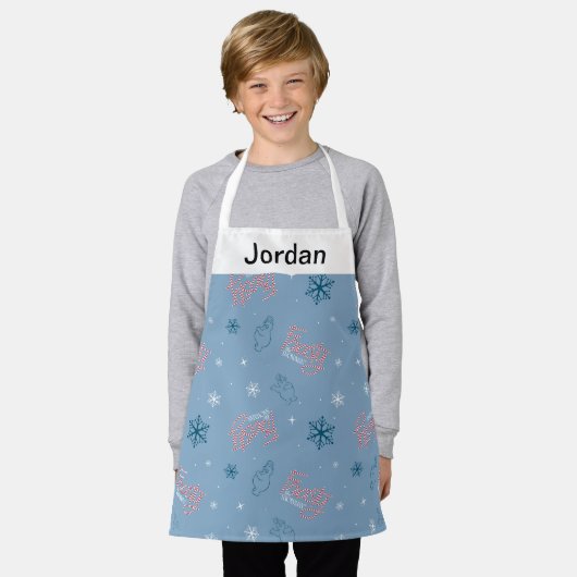 Frosty the Snowman Blue Snowflake Pattern Schort (Gedragen)