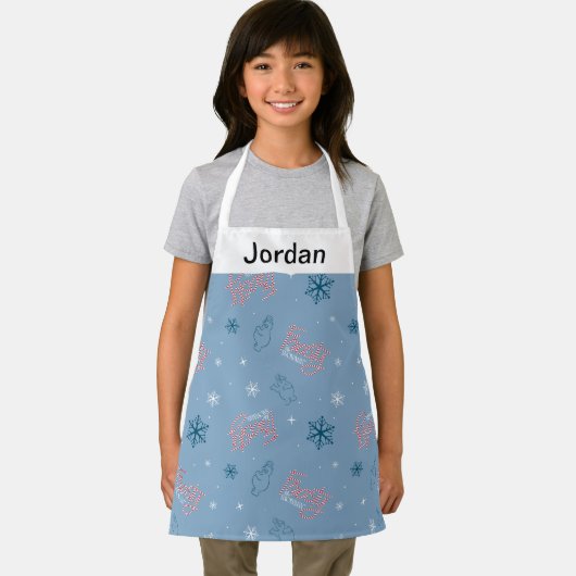 Frosty the Snowman Blue Snowflake Pattern Schort (Insitu)