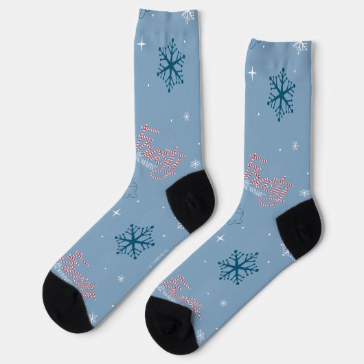 Frosty the Snowman Blue Snowflake Pattern Sokken (Links)