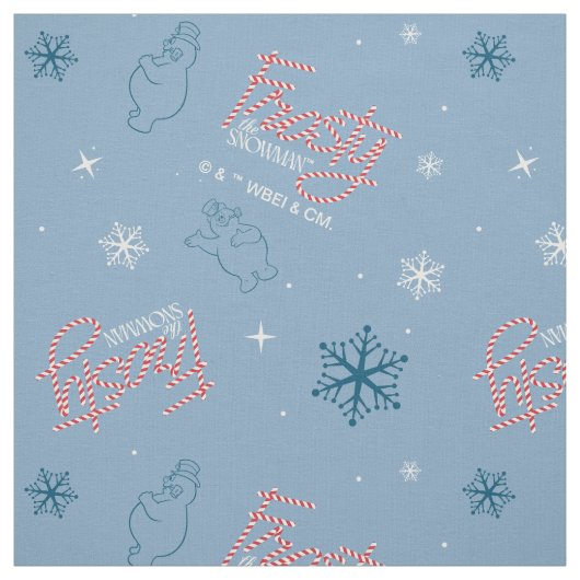 Frosty the Snowman Blue Snowflake Pattern Stof (Swatch)