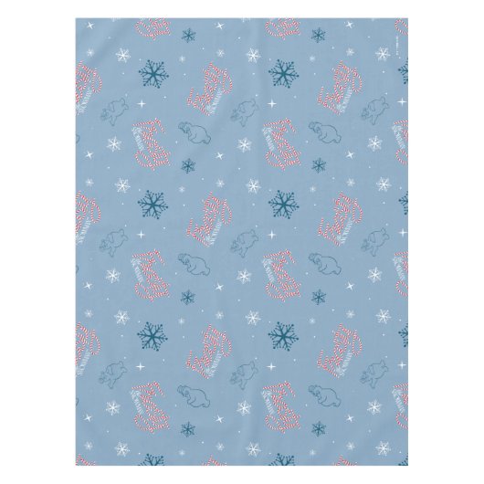 Frosty the Snowman Blue Snowflake Pattern Tafelkleed (Voorkant)