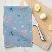 Frosty the Snowman Blue Snowflake Pattern Theedoek (Quarter Fold)