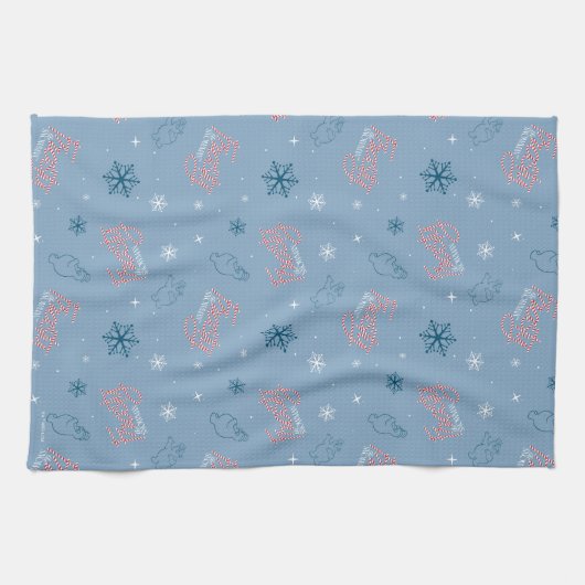 Frosty the Snowman Blue Snowflake Pattern Theedoek (Horizontaal)