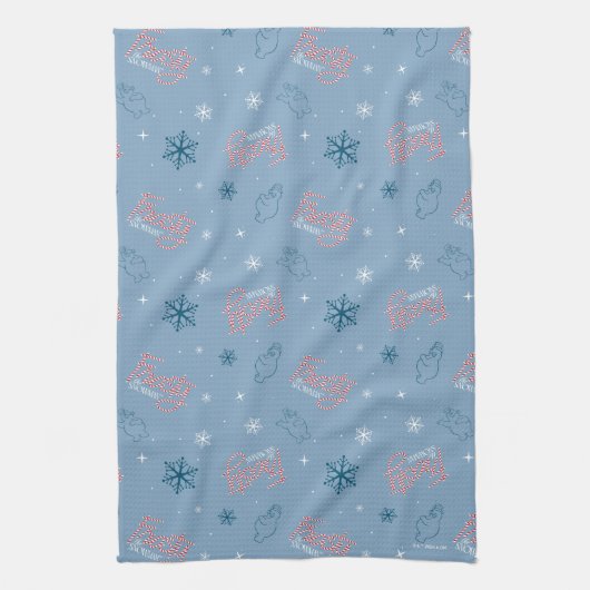 Frosty the Snowman Blue Snowflake Pattern Theedoek (Verticaal)