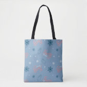 Frosty the Snowman Blue Snowflake Pattern Tote Bag (Voorkant)