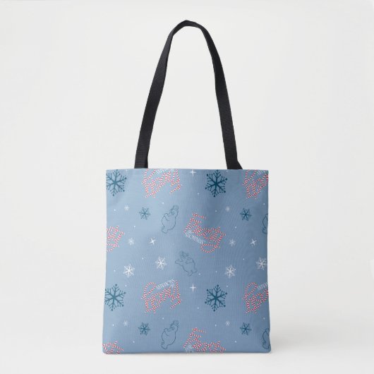 Frosty the Snowman Blue Snowflake Pattern Tote Bag (Voorkant)