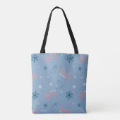 Frosty the Snowman Blue Snowflake Pattern Tote Bag (Achterkant)