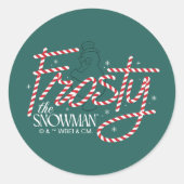 Frosty the Snowman Candy Cane Logo Ronde Sticker (Voorkant)
