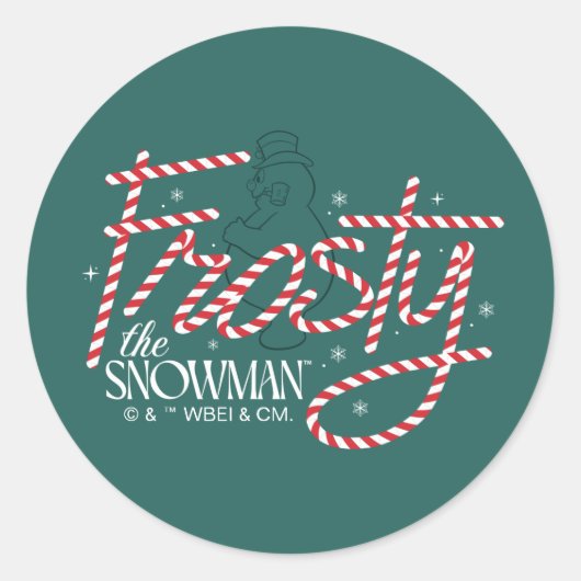 Frosty the Snowman Candy Cane Logo Ronde Sticker (Voorkant)