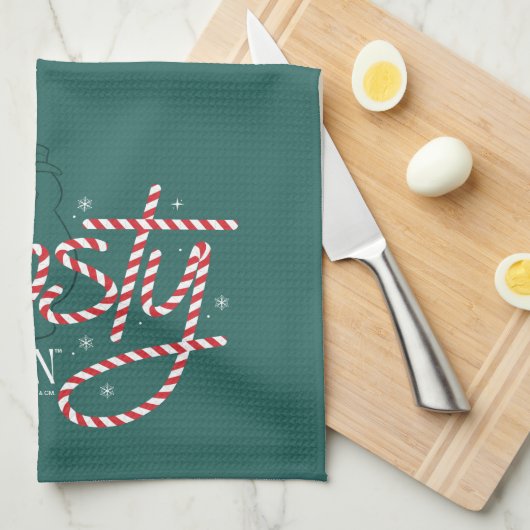 Frosty the Snowman Candy Cane Logo Theedoek (Quarter Fold)