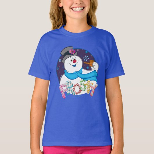 Frosty the Snowman™ | Colorful Candy Cane Name T-shirt (Voorkant)