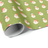 Frosty The Snowman en de Kerstman op Olive Green Cadeaupapier (Rol Hoek)