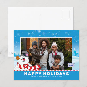 Frosty The Snowman Gelukkig Kerstfeest Familie F Feestdagenkaart